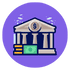 Bank Jobs A government job application portal logo featuring a government building with a gavel, symbolizing Sarkari jobs, applied for online in India.
