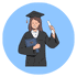 Graduate Level Jobs Highly detailed image of a young man in formal attire holding a laptop and pointing upwards, representing job searching or online applications.